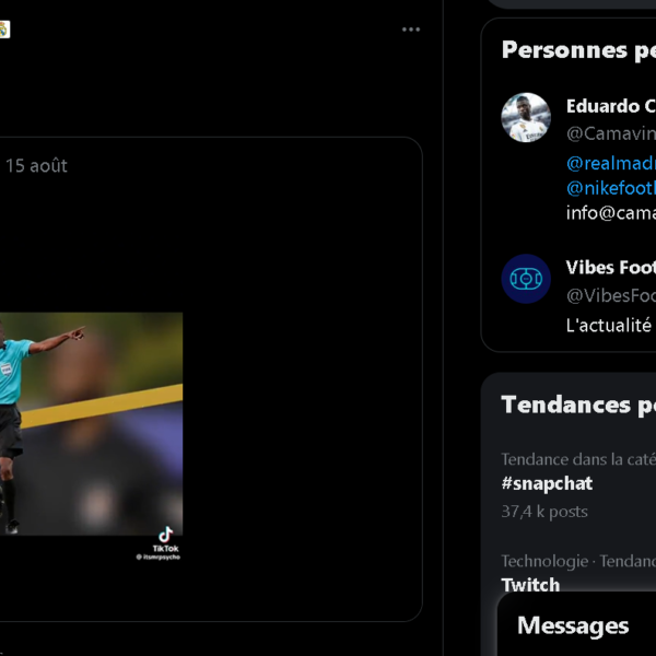 Capture d'écran du Tweet de Camavinga | @Camavinga