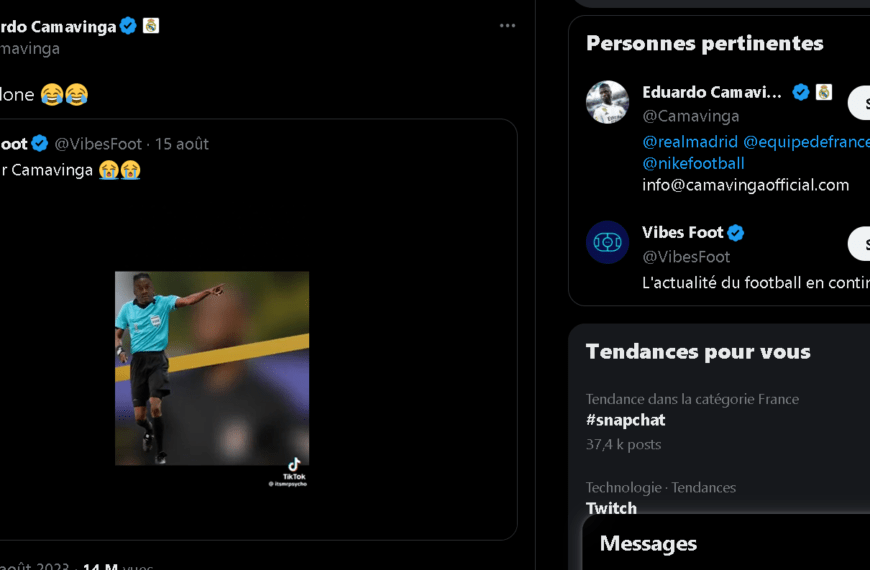 Capture d'écran du Tweet de Camavinga | @Camavinga