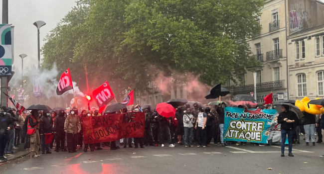 Plusieurs centaines de militants radiaux étaient présents en tête de cortège le 15 juin dernier à Nantes | T.L. - INF Nantes