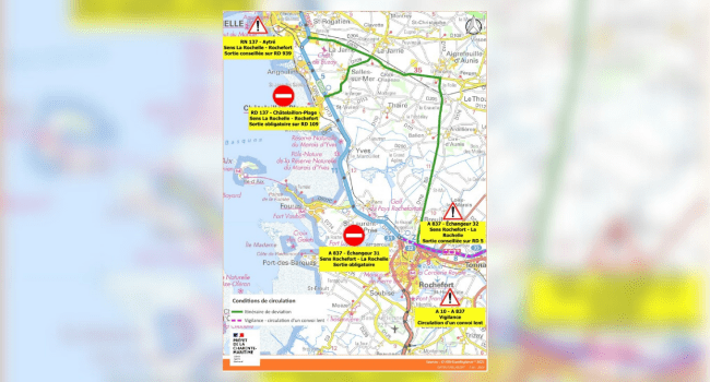 Les déviations mises en place par la préfecture pour la manifestation agricole de ce mardi en Charente-Maritime | Préfecture de Charente-Maritime
