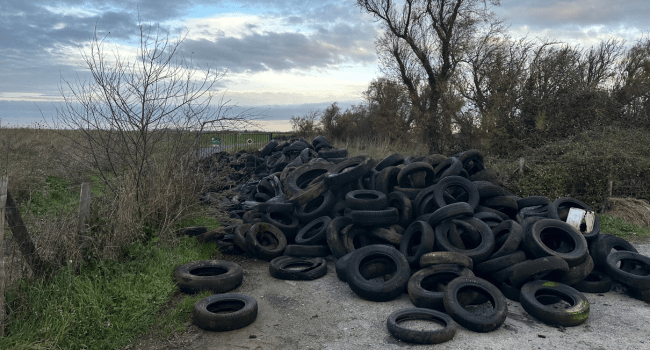 L'entrée de la réserve naturelle a été bloqué à l'aide de pneus par les agriculteurs | TL - INF la Rochelle