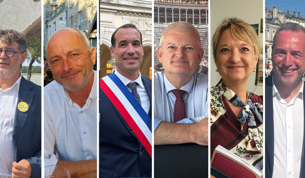 De gauche à droite : Christophe Bertaud (Place Publique), Jean-Marc soubeste (Ecologistes), Thibaut Guiraud (Maire de La Rochelle), Olivier Falorni (Député), Maryline Simoné (Socialiste), Christophe Batcabe (Tous Ensemble) | TL - INF la Rochelle