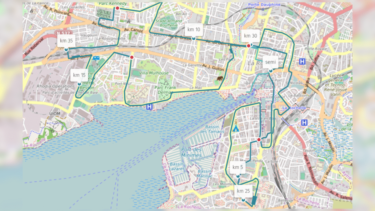 Les coureurs effectueront deux tours sur le parcours | Marathon de La Rochelle