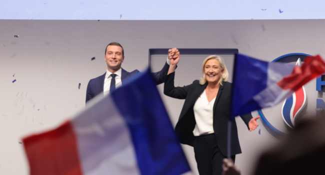 Jordan Bardella, le président du Rassemblent National avec Marine le Pen | Flickr