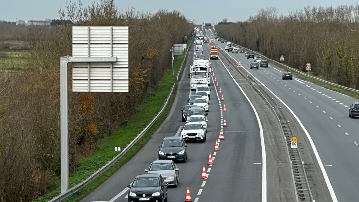 circulation, bouchon, route, travaux