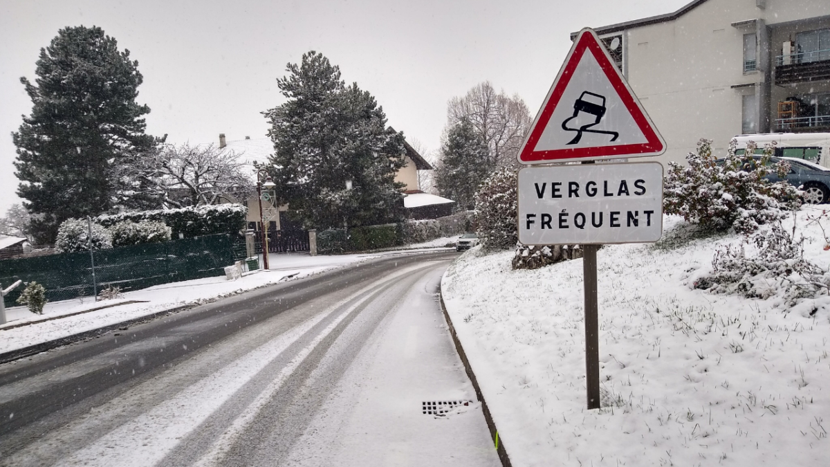 neige, route, verglas