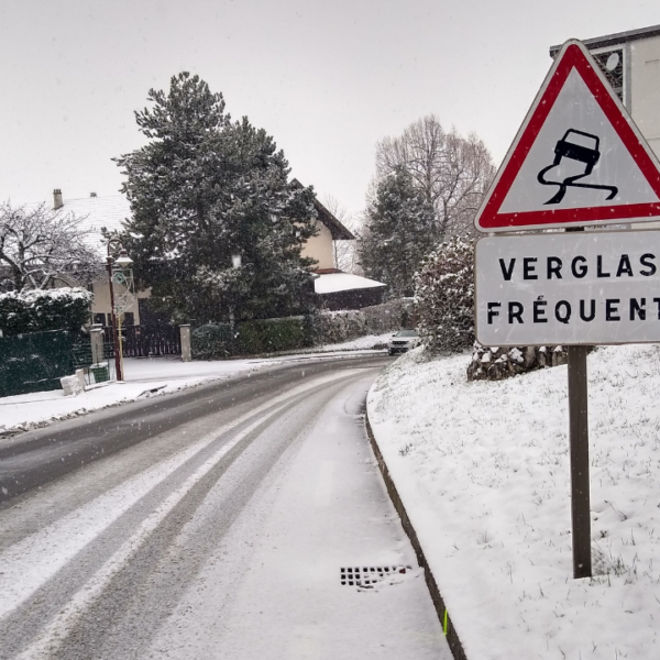 neige, route, verglas