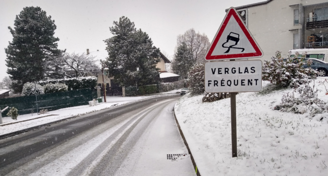 neige, route, verglas
