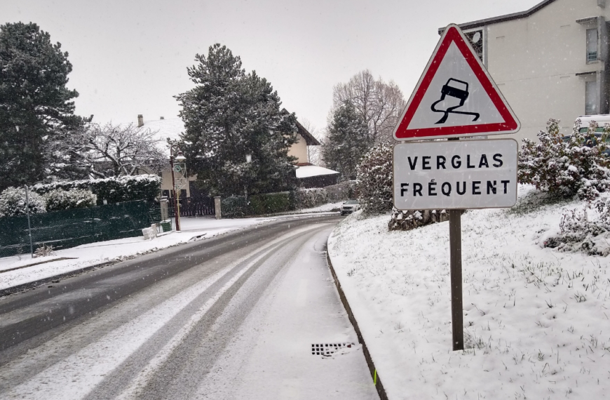 neige, route, verglas