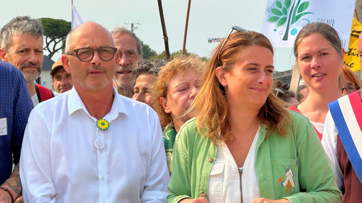 Le candidat de l’union de la gauche à l’agglomération, Jean-Marc Soubeste, et la cheffe des écologistes, Marine Tondelier | TL – INF La Rochelle