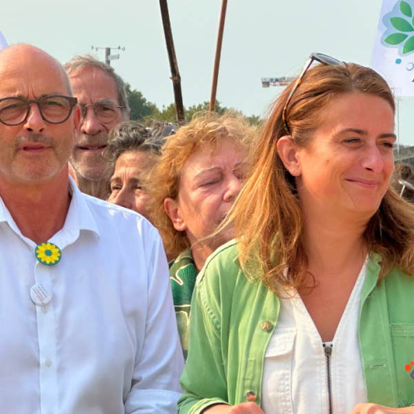 Le candidat de l’union de la gauche à l’agglomération, Jean-Marc Soubeste, et la cheffe des écologistes, Marine Tondelier | TL – INF La Rochelle