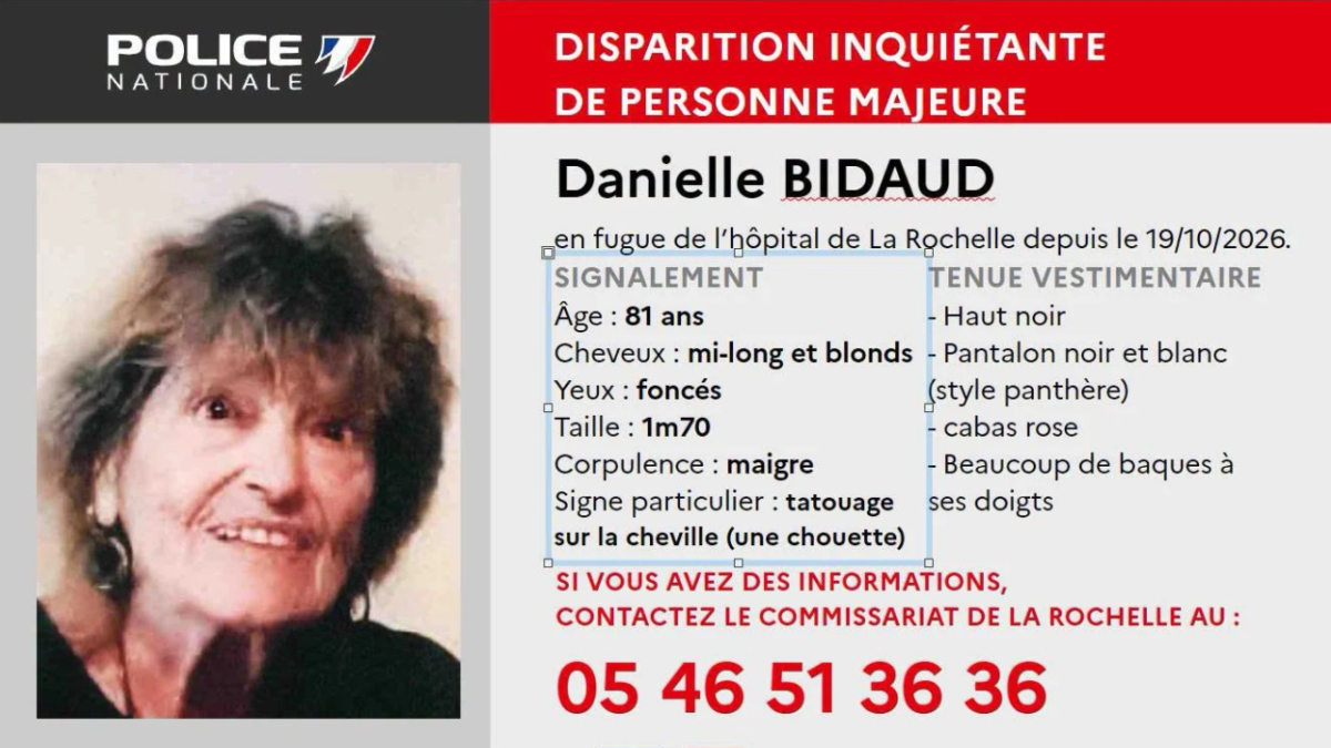disparition inquiétante, La Rochelle, Danielle bidaud