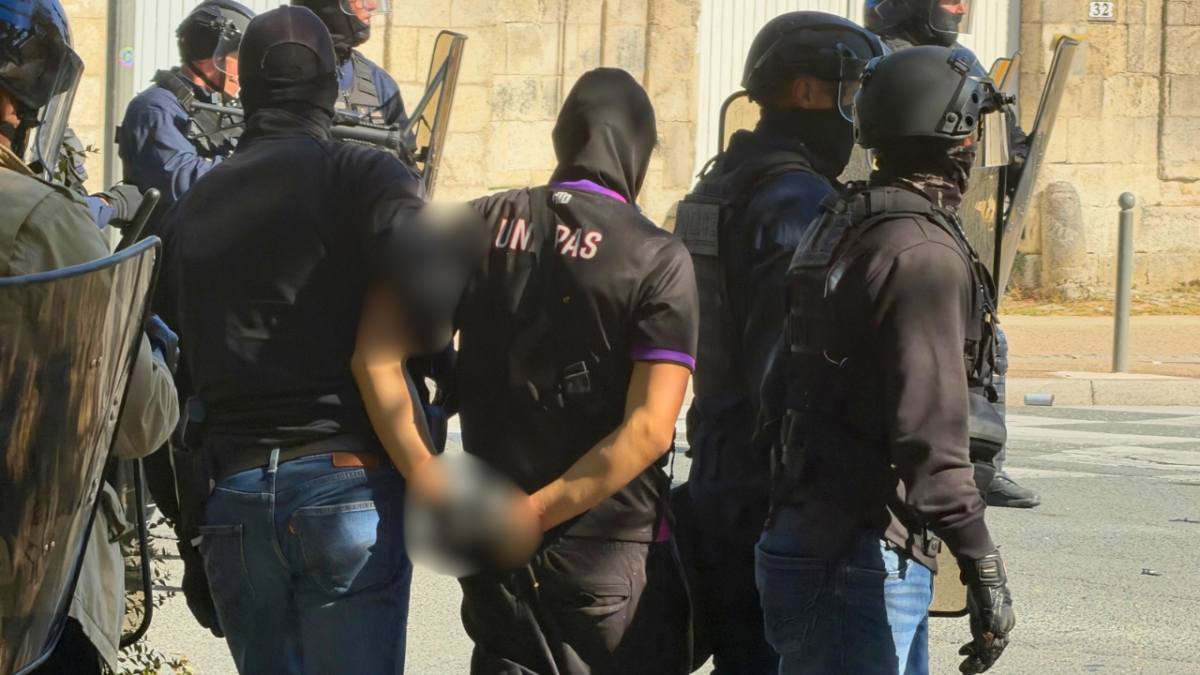 interpellation, garde à vue, arrestation, police, gendarmerie, force de l'ordre, manifestation, manifestant, mouvement lycée, blocage des lycées